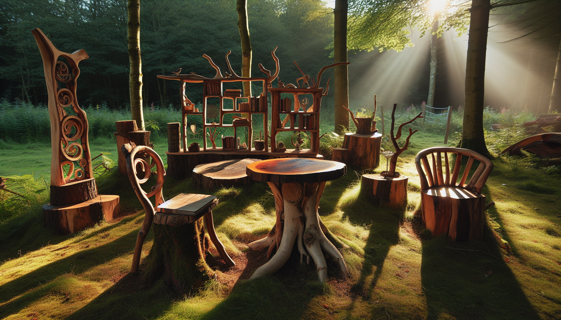 Crafting furniture from tree limbs and stumps