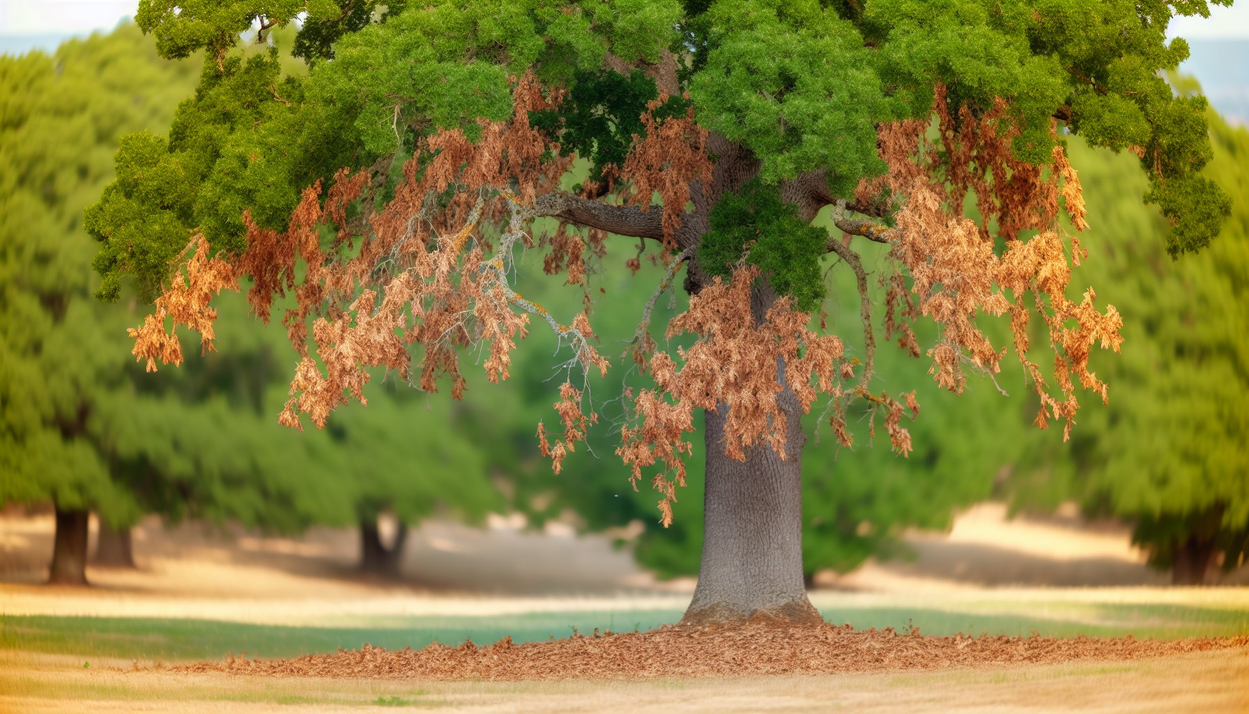 Oak tree showing signs of over-fertilization