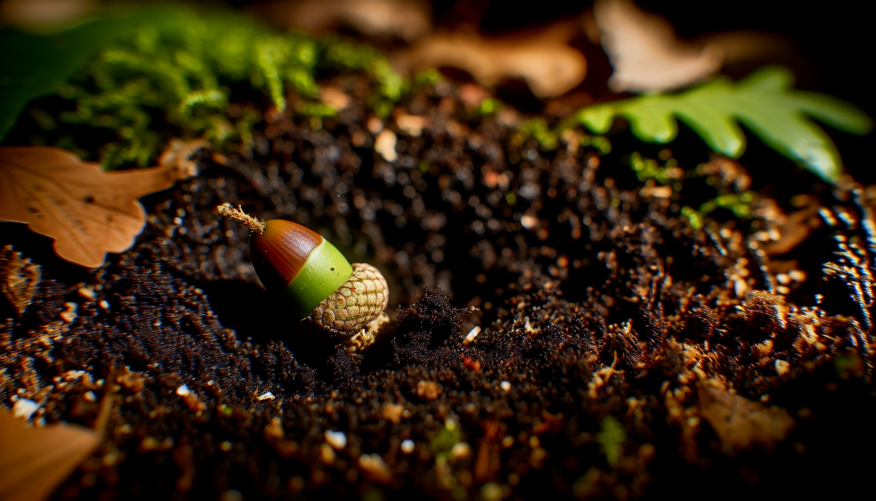 Photo of an acorn germinating